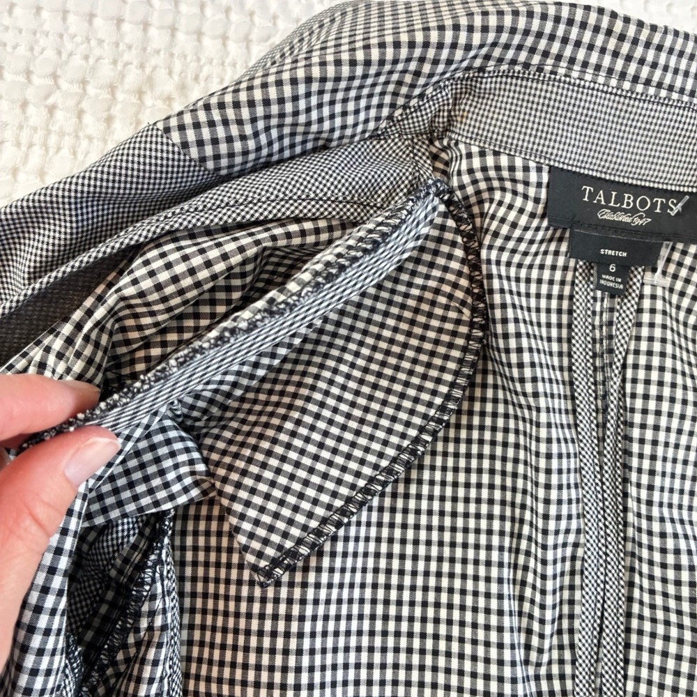 Talbots Blazer Jacket Gingham Black White Size 6 Chic Office Career Teacher - Picture 10 of 15